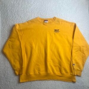 Vintage champion NYIT men's‎ yellow crew neck sweatshirt embroidered 90s xl